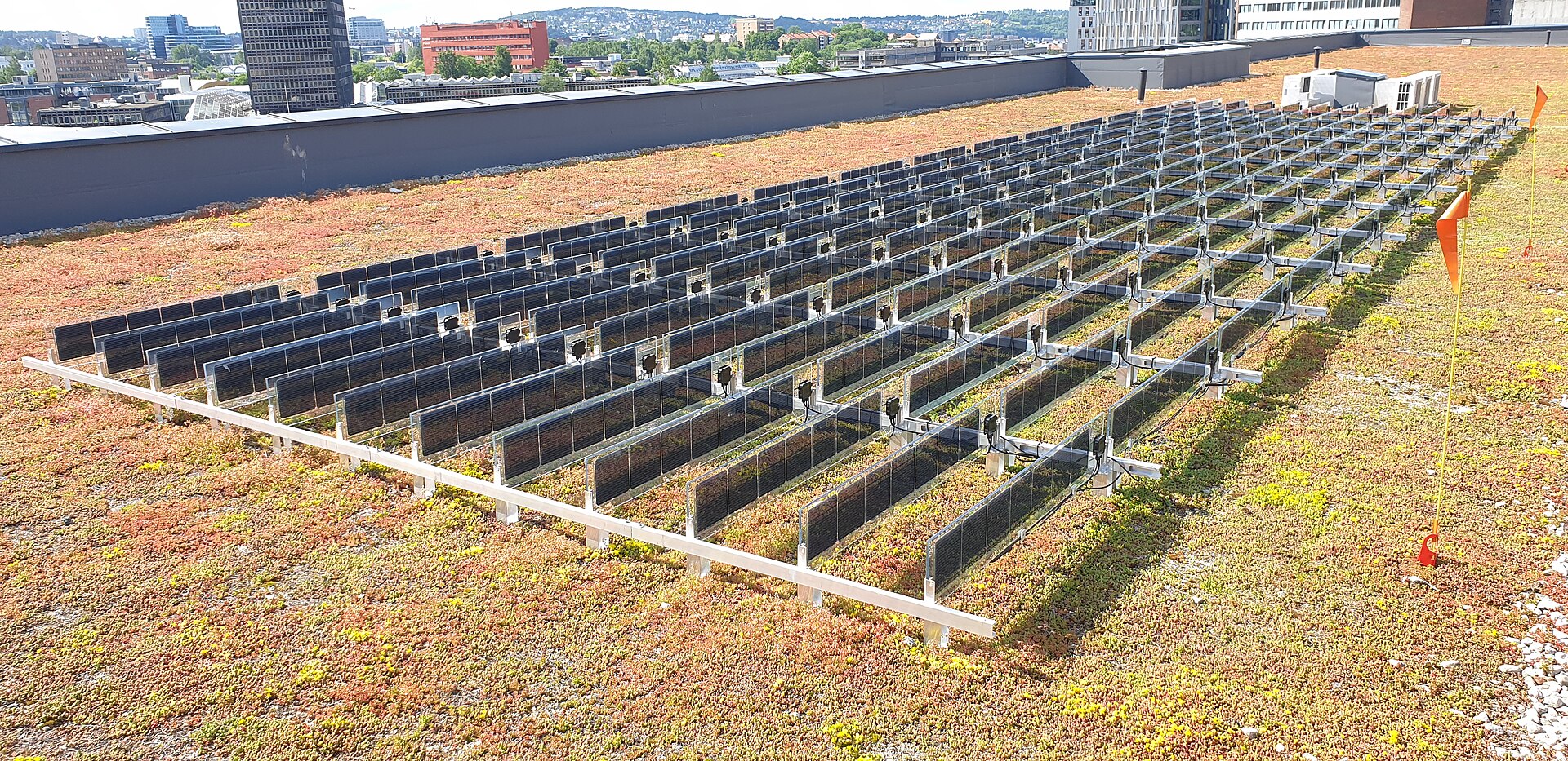 Vertical bifacial solar panels catching light on both sides